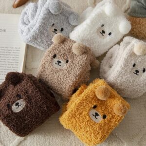 Kawaii Bjørnesokker til Kvinder i Varmt Fleece