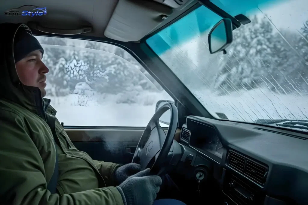 Bilruder dugger indvendigt på grund af koldt glas