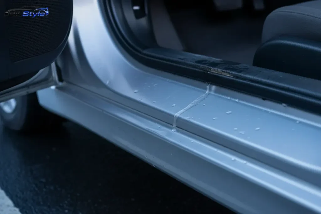 Utæt dørtætning der lader vand trænge ind i kabinen